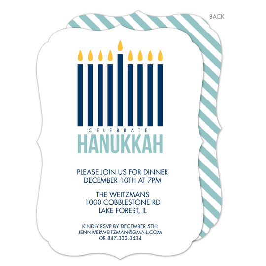 White Modern Menorah Invitations